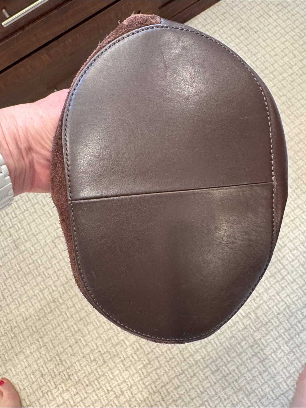 Classic Brown Suede Shoulder Bag - Picture 4 of 5